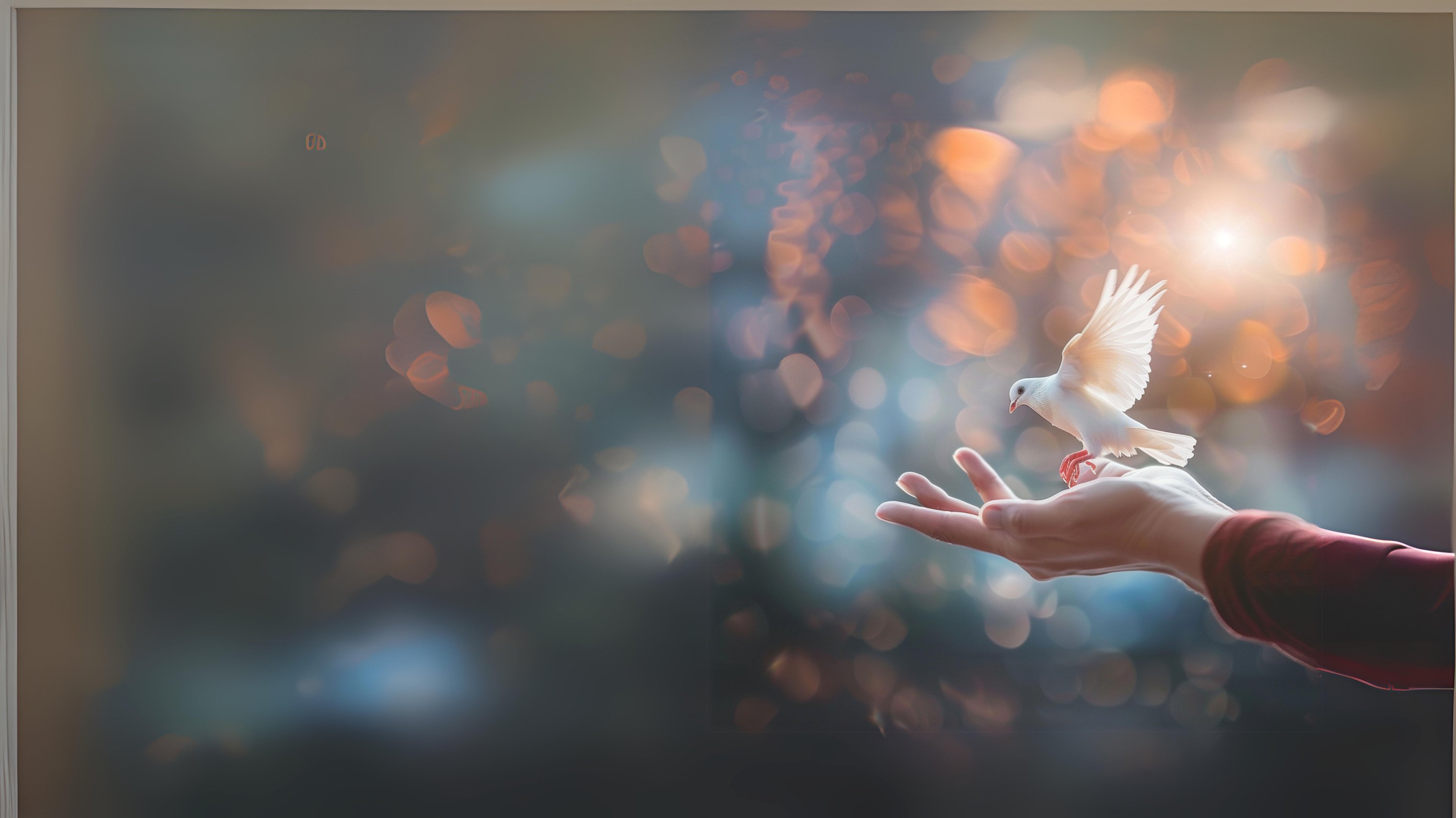 a person holding a white peace dove in their hand